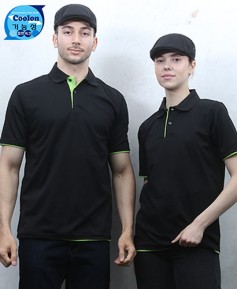 DT-162 검정 쿨론 이중 카라 반팔 티ㅡㅡ(주머니 없음)