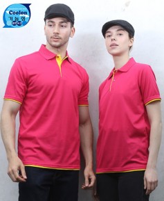 DT-162 핑크 쿨론 이중 카라 반팔 티ㅡㅡ(주머니 없음)