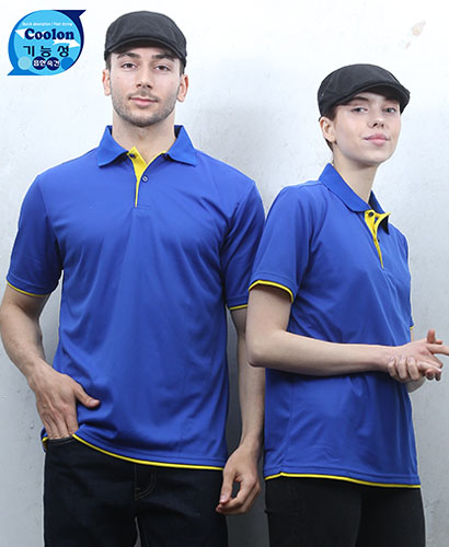 DT-162 코발트 쿨론 이중 카라 반팔 티ㅡㅡ(주머니 없음)