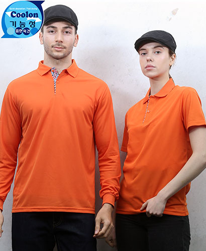 ▶T-17 오렌지 기능성 체크 베이직◀ㅡ(주머니없음)