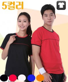 ▶T3-77 반팔((기능성)) 배색 라운드ㅡㅡ(5가지컬러)