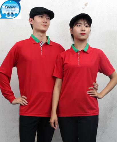 T-2 49 홍색 기능성 애리배색 체크ㅡㅡ (주머니 없음)