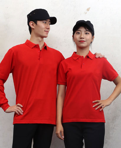 ▶T-54 적색((고급))폴로티셔츠 순면ㅡ(주머니없음)