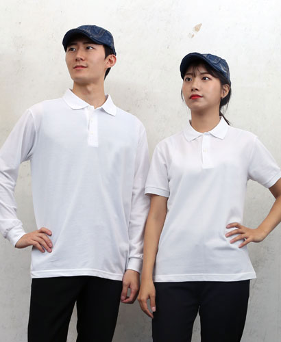 ▶T-54 백색((고급))폴로티셔츠 순면ㅡ(주머니없음)