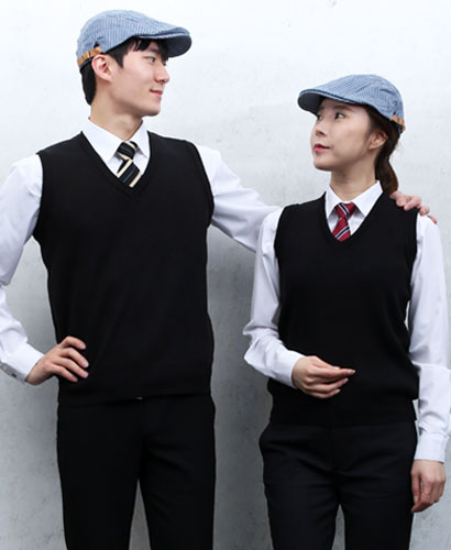 G-43 검정 무지 니트 조끼   (남녀공용)