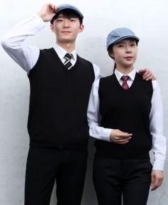 G-43 검정 무지 니트 조끼   (남녀공용)