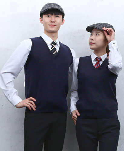 G-44 곤색 무지 니트 조끼