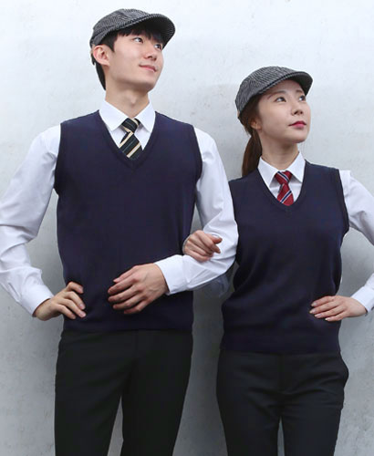 G-44 곤색 무지 니트 조끼