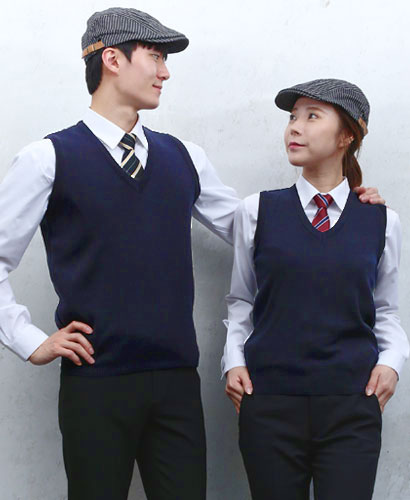 G-44 곤색 무지 니트 조끼