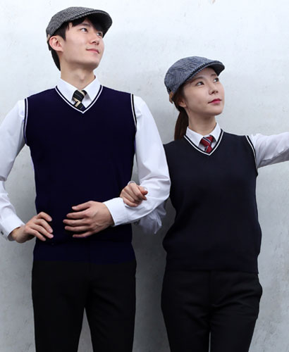 G-47 검정 니트 선 조끼  ★할인가 적용