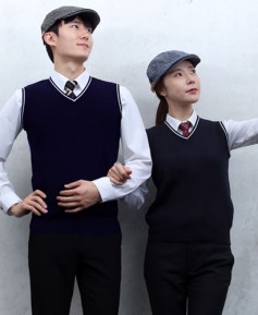 G-47 검정 니트 선 조끼  ★할인가 적용