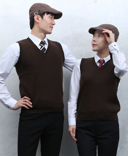 G-46 커피 니트 조끼