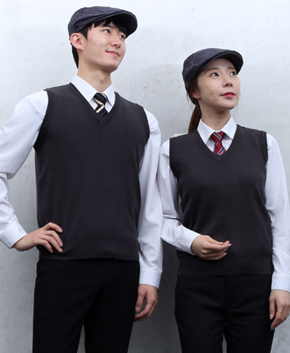 G-45 차골 무지 니트  조끼 (남녀공용)