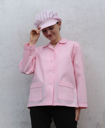 HA-25 30수 분홍 체크 파이핑 위생복