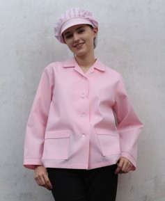 HA-25 30수 분홍 체크 파이핑 위생복