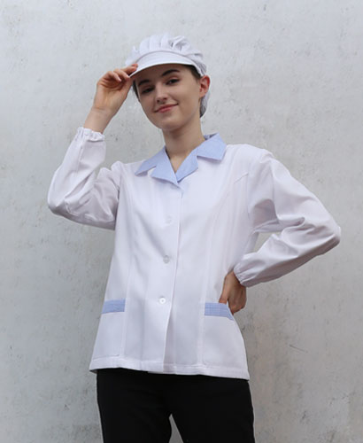 HA-33  20수 하늘체크 소매밴드 위생복