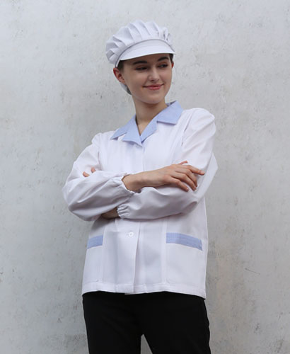 HA-33  20수 하늘체크 소매밴드 위생복