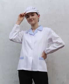 HA-33  20수 하늘체크 소매밴드 위생복