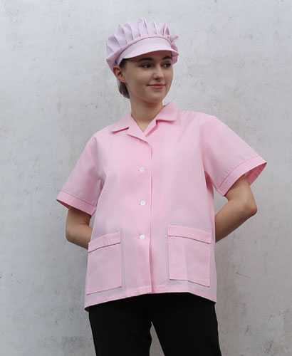 HA-68 분홍 체크 파이핑포인트 반팔