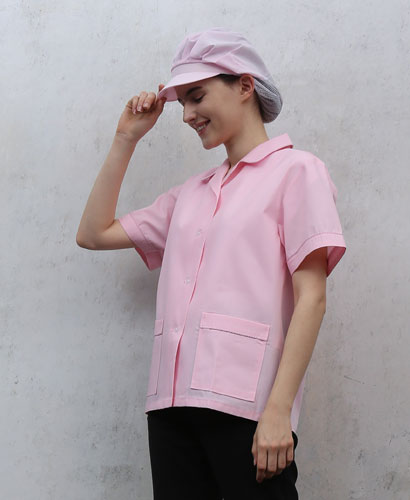 HA-68 분홍 체크 파이핑포인트 반팔