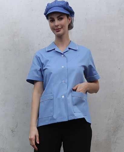 HA-69 하늘 체크 파이핑포인트 반팔