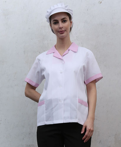 HA-72 핑크체크 카라 반팔 -30수