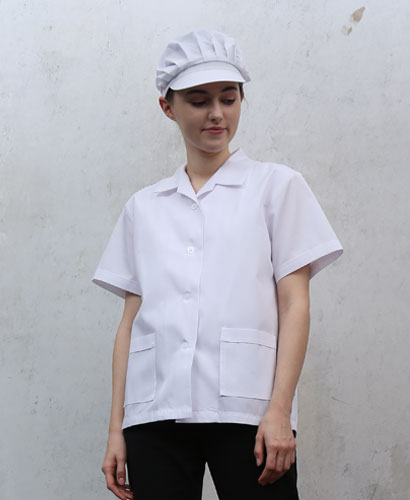 HA-77 여성 백색카라 반팔ㅡ30수