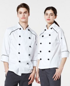 KO-112  백색 검정 더블 조리복