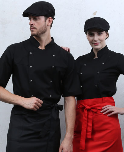 KO-135 반팔 검정 더블단추 스넵ㅡ (겨드랑이/등판 쿨메시)