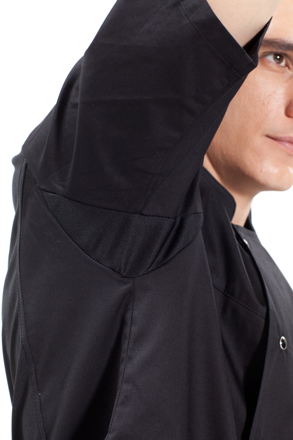 KO-135 반팔 검정 더블단추 스넵ㅡ (겨드랑이/등판 쿨메시)