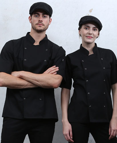 KO-135 반팔 검정 더블단추 스넵ㅡ (겨드랑이/등판 쿨메시)