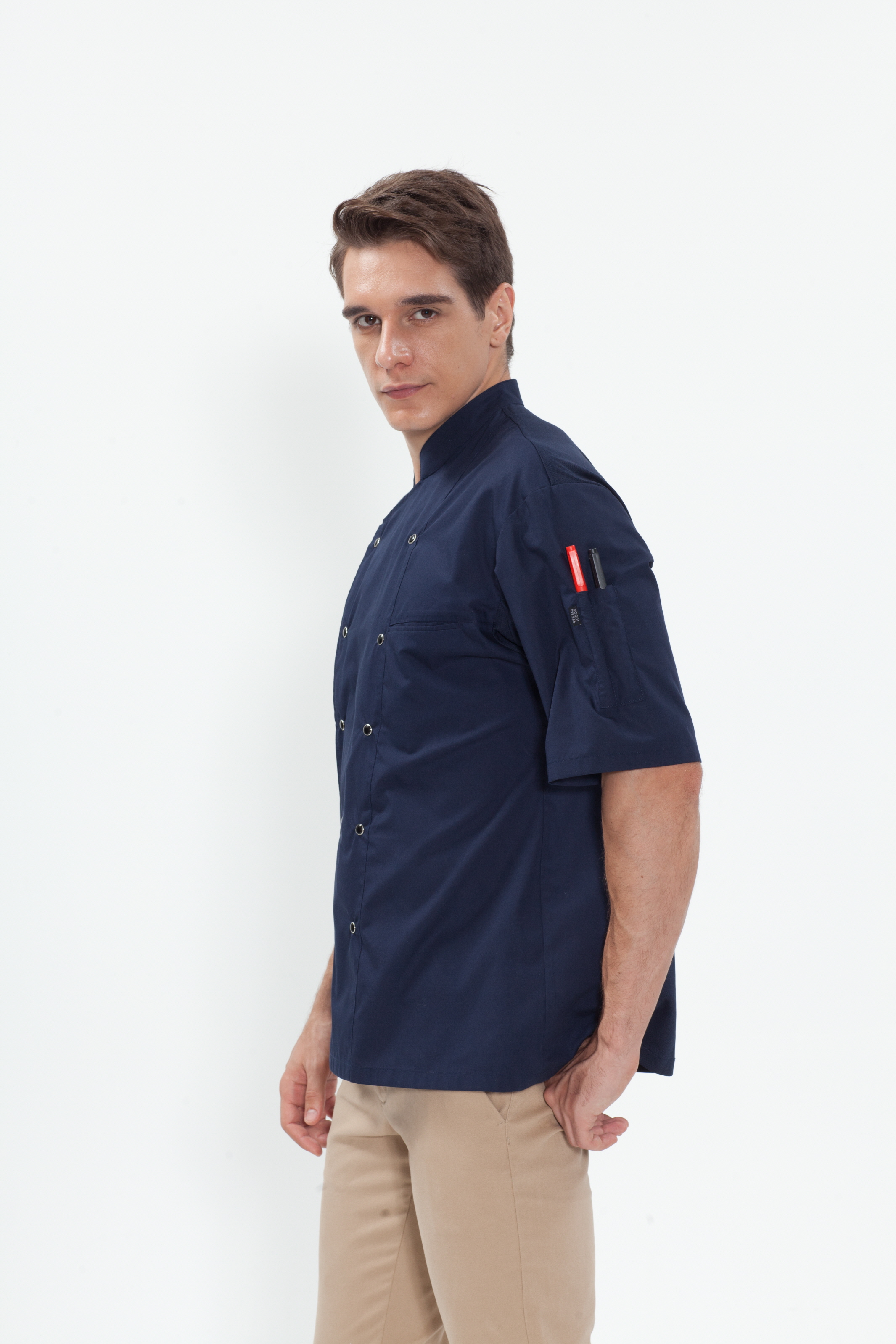 KO-136 반팔 곤색 더블단추 스넵ㅡ (겨드랑이/등판 쿨메시)