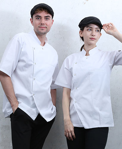 KO-137 반팔 백색 싱글단추 스넵ㅡㅡ (겨드랑이/등판 쿨메시)