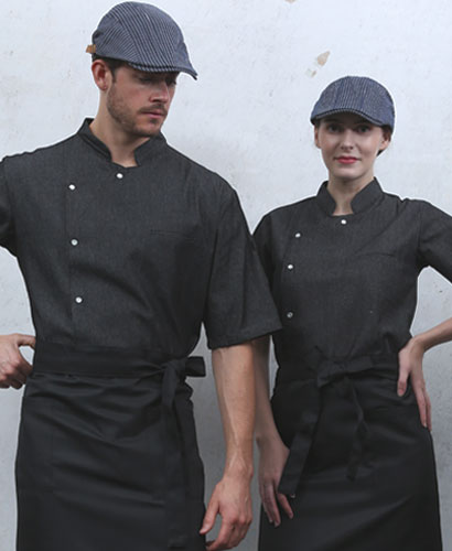 KO-140 반팔 진회색 데님 싱글단추 스넵  (겨드랑이/등판 쿨메시)