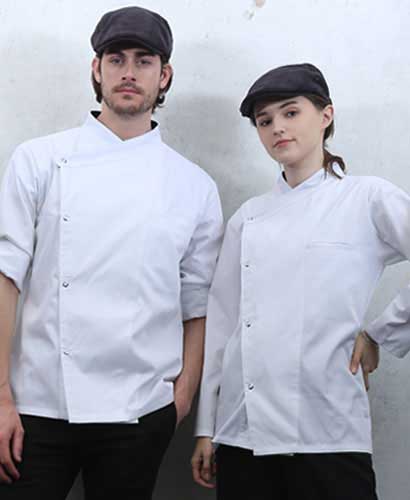 KO-150 화이트 슬립 스넵단추 조리복★ (긴팔/반팔겸용 등쿨메시)