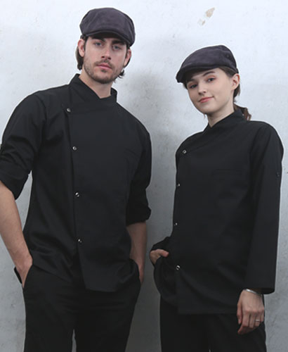 KO-151 블랙 슬립 스넵단추 조리복ㅡ (긴팔/반팔겸용 등쿨메시)-★빅사이즈있음