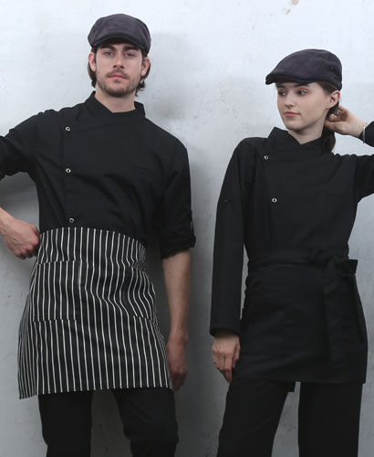 KO-151 블랙 슬립 스넵단추 조리복ㅡ (긴팔/반팔겸용 등쿨메시)-★빅사이즈있음