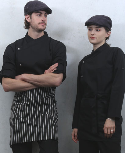 KO-151 블랙 슬립 스넵단추 조리복ㅡ (긴팔/반팔겸용 등쿨메시)-★빅사이즈있음