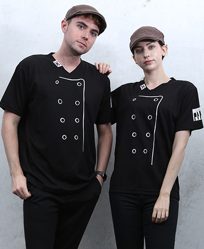 KO-934 블렉 V넥 쉐프 티ㅡㅡㅡㅡㅡㅡ(기능성원단 헤리태극기)