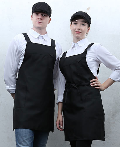 Q-1 검정 펜꽃이 뒤 H형 앞치마 [PH01]