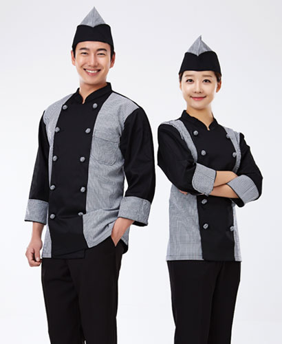 CO-006 체크 매듭단추 조리복