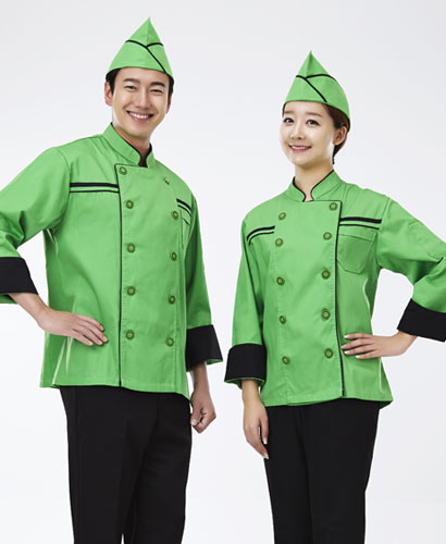 CO-010 검정 띠 연두 조리복 (칠부,긴팔 겸용)