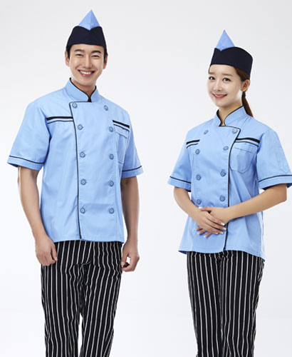 CO-59 검정 띠 하늘색 반팔 조리복