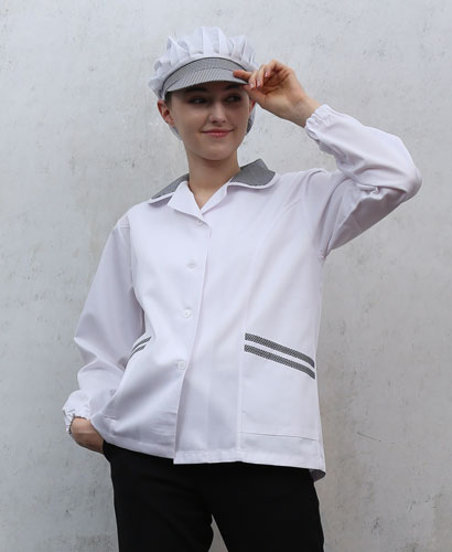 HA-49  긴팔 검정체크카라  위생복