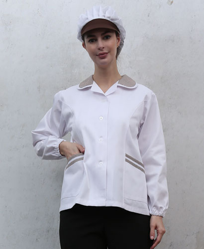 HA-48 긴팔 커피 체크카라 위생복