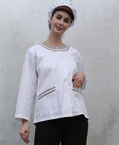 HA-45-1 커피 체크라운드 위생복