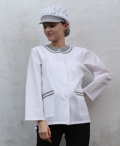 HA-45-2 검정 체크라운드 위생복