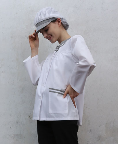 HA-45-2 검정 체크라운드 위생복