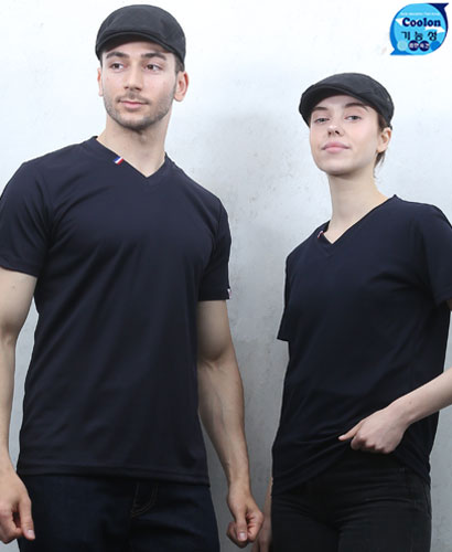 T3-43 곤색 반팔((기능성)) V넥 고급형ㅡㅡ 헤리 포인트