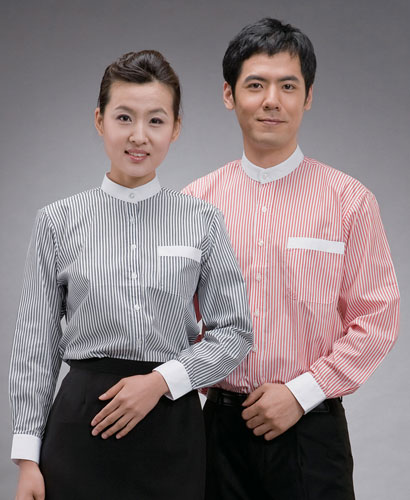 Y-43 긴팔 줄지 백색차이나카라